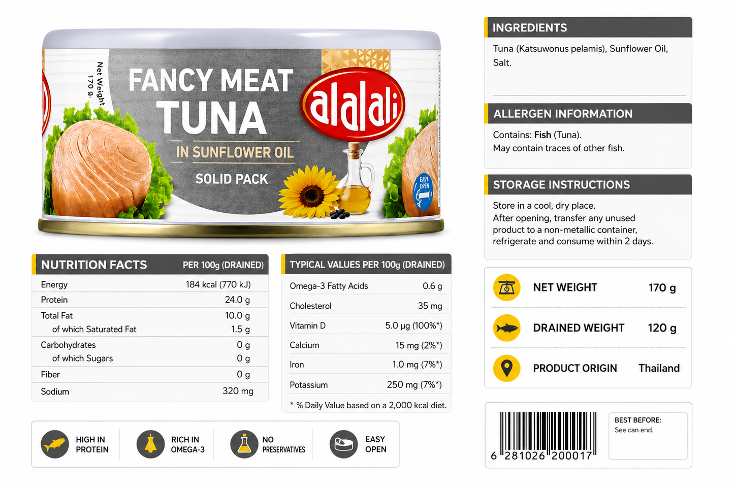 Al Alali Fancy Meat Tuna in Sunflower Oil 170g