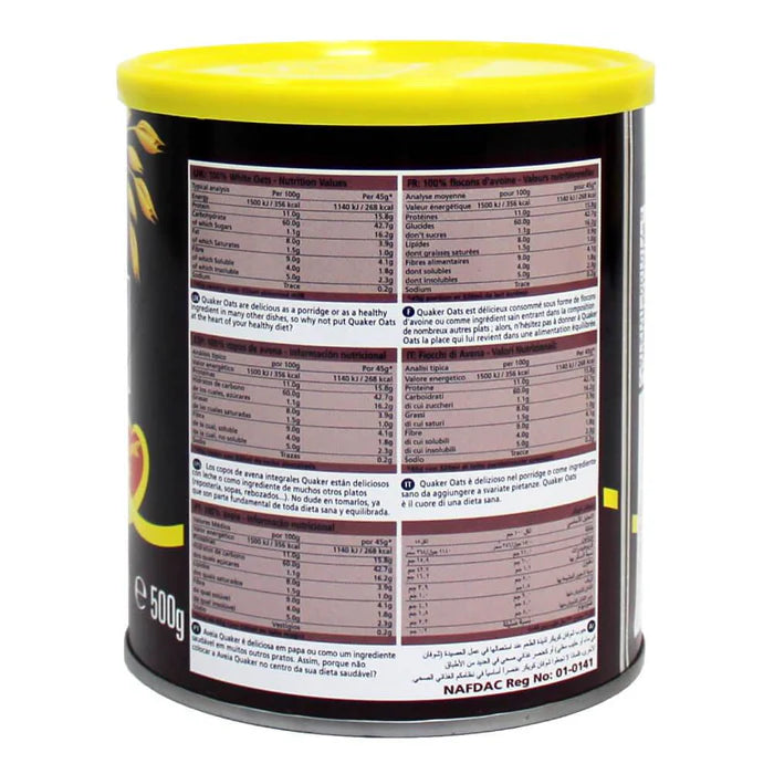 Quaker White Oats Tin 500g