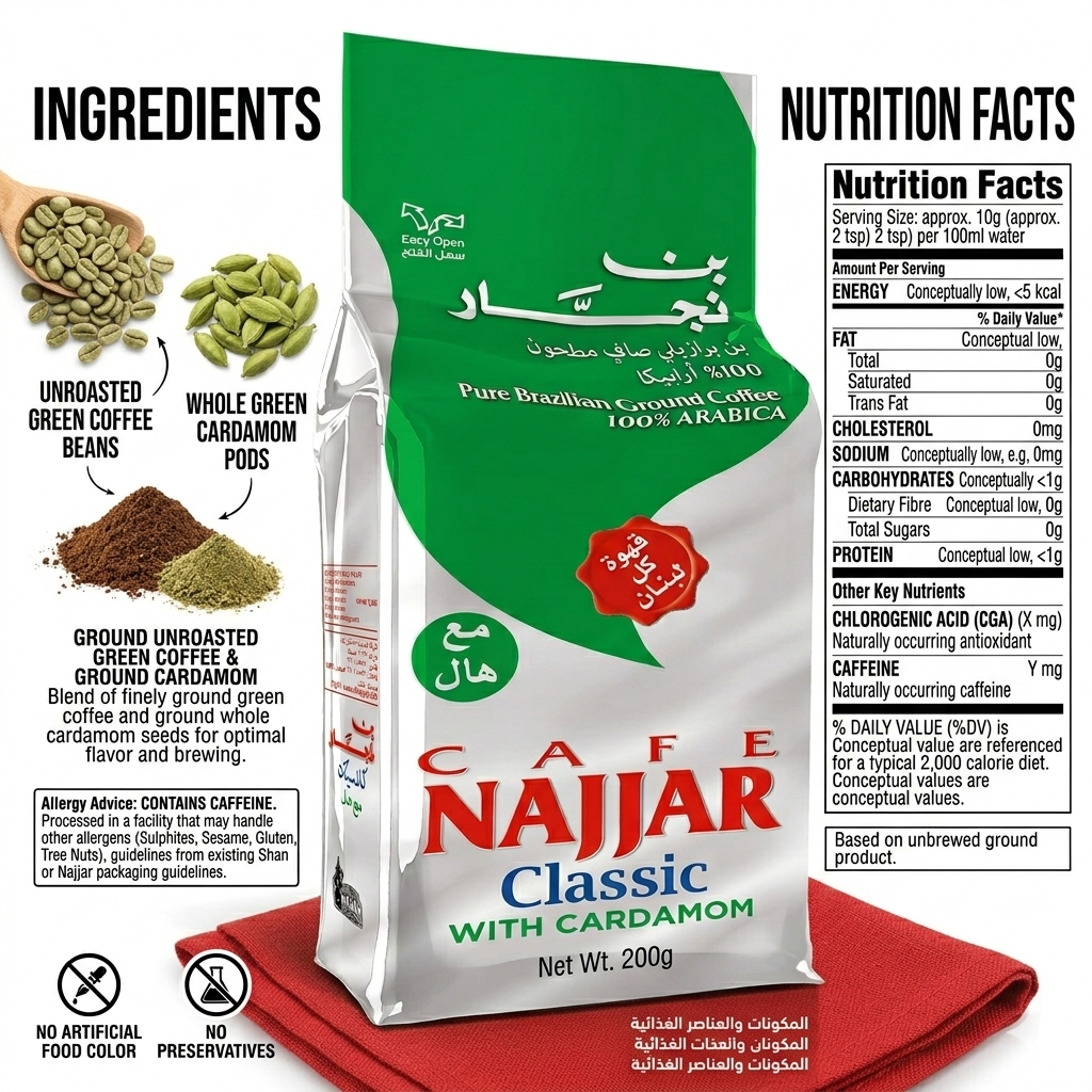 Najjar Green Coffee with Cardamom 200g