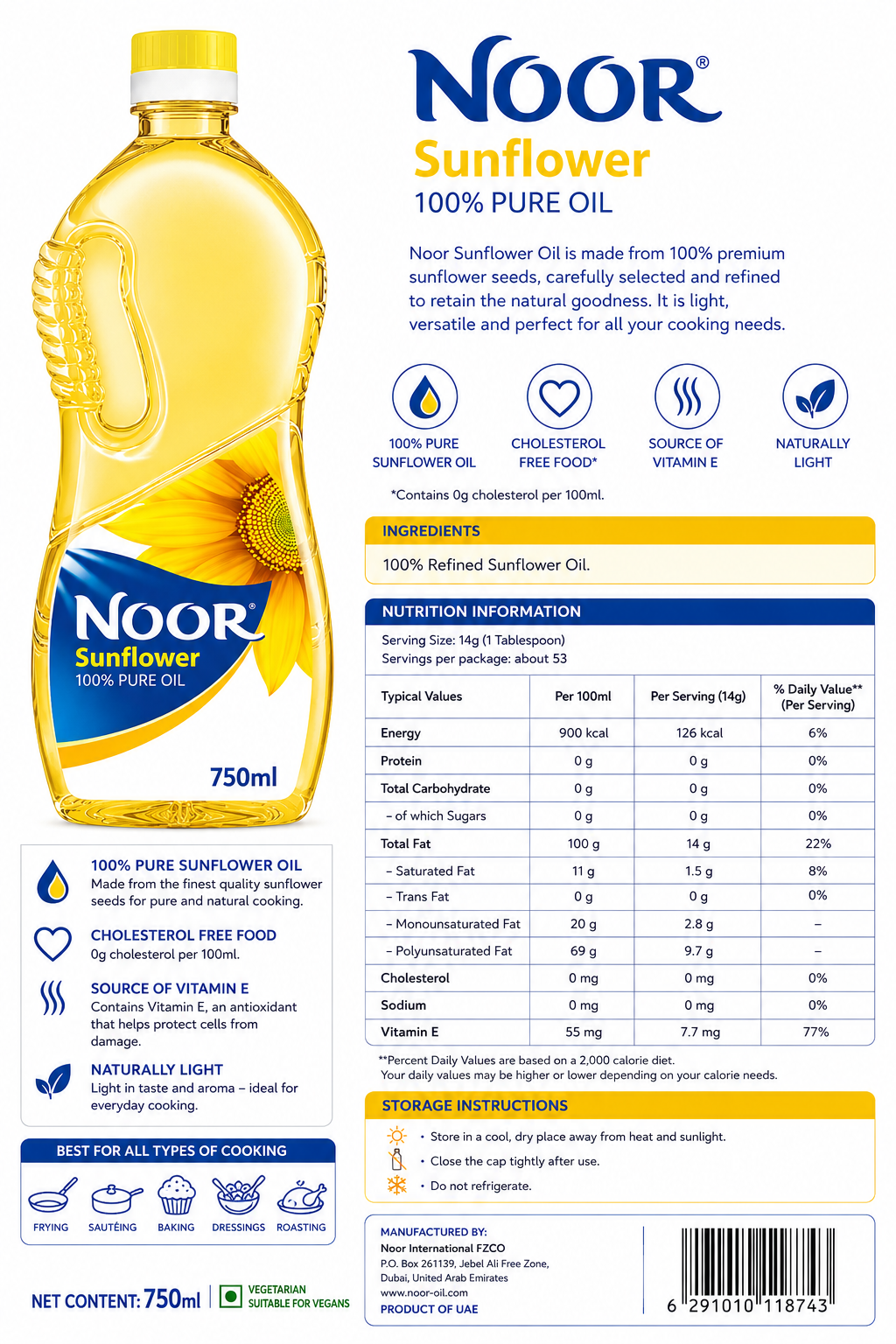 Noor Sunflower Oil 750ml