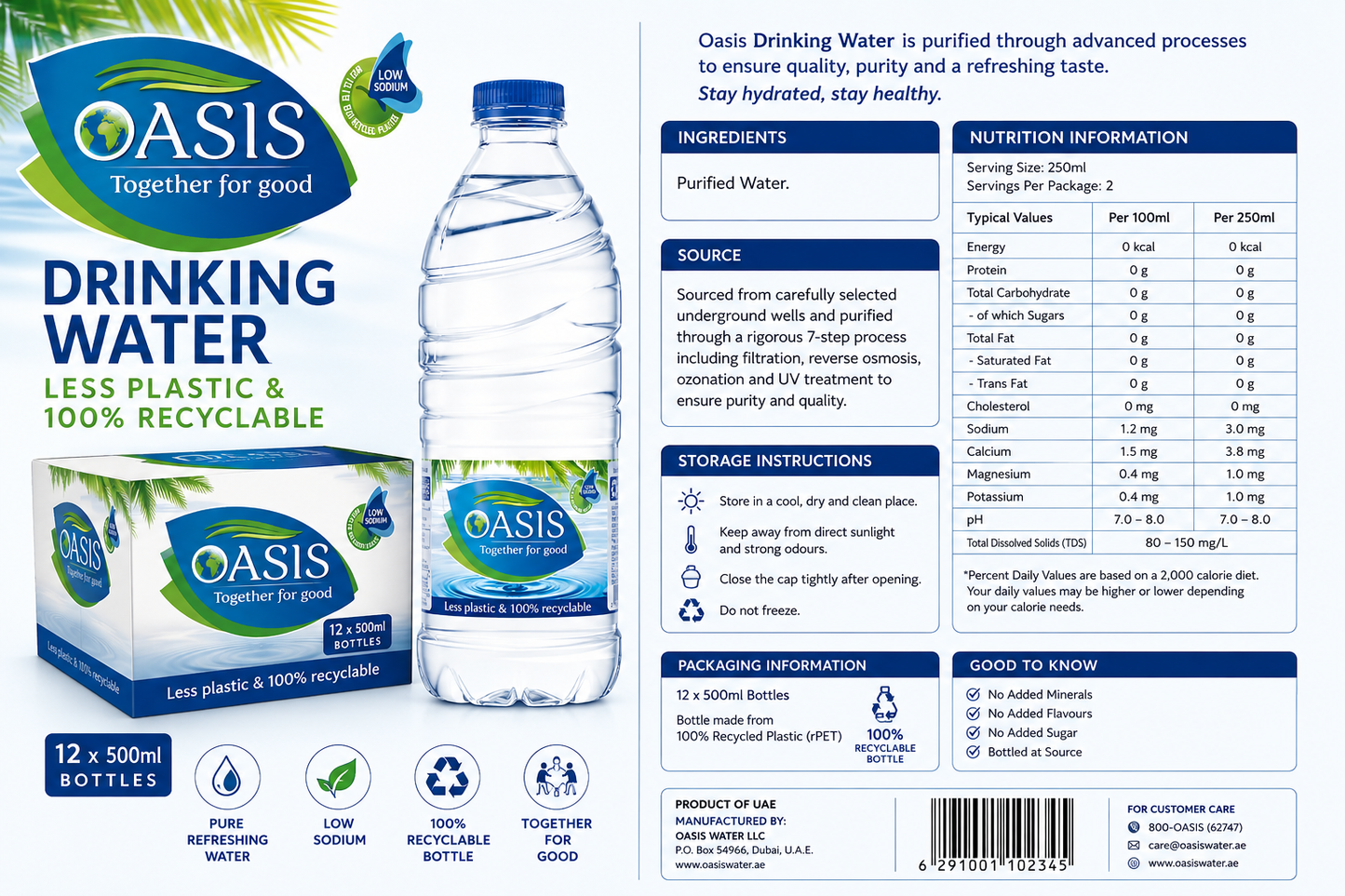 Oasis Drinking Water 12 x 500ml