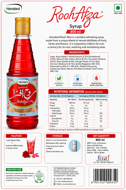 Rooh Afza Syrup 800ml